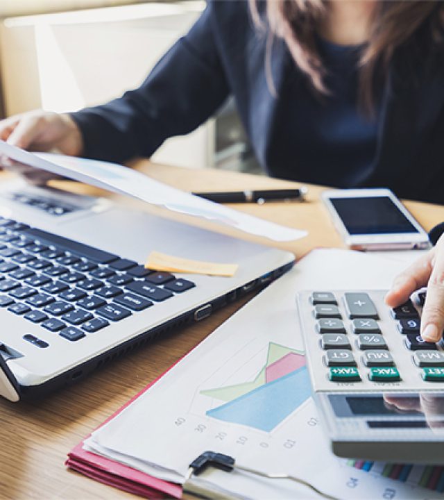 Businessman working on Desk office business financial accounting calculate